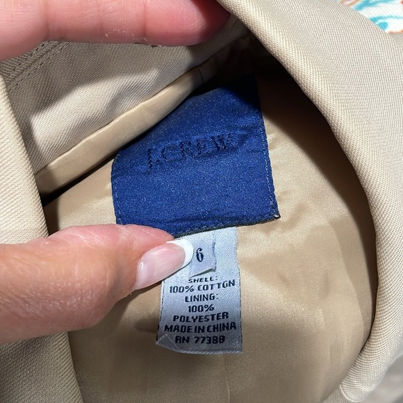 J Crew Blazer Womens size 6 Beige Lined 2 Button Up Cotton Jacket - Picture 5 of 7